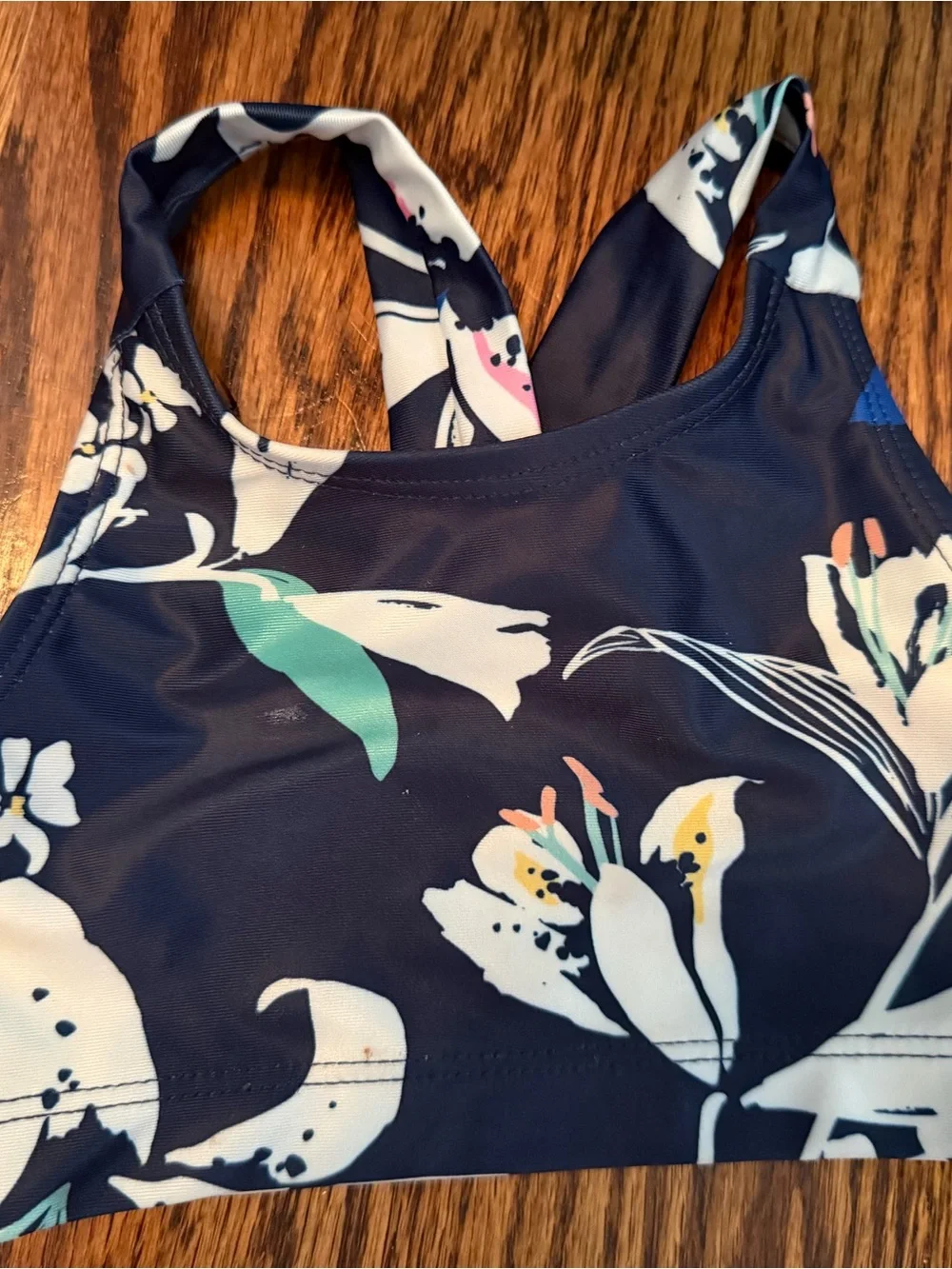 2T - Tea Collection Girls Navy Floral Bikini Tankini Top